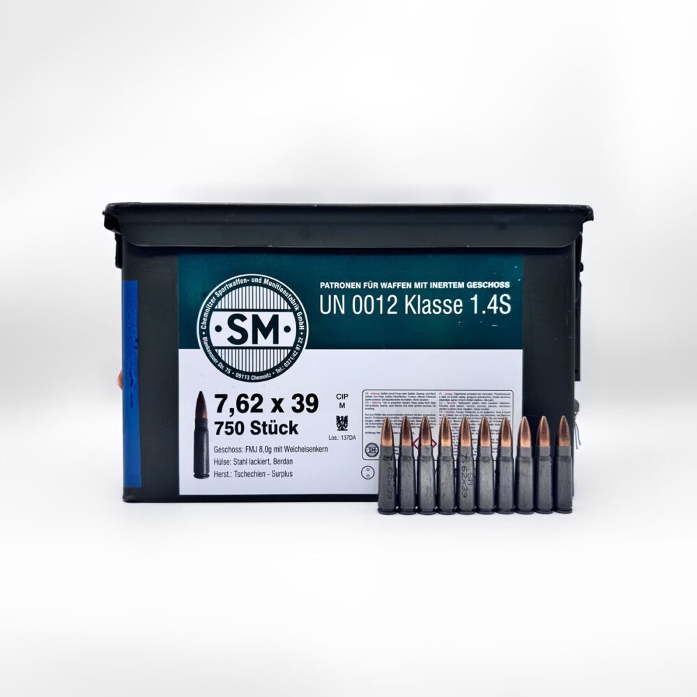 SM (Surplus) 7,62x39 FMJ 8.0g Weicheisenkern 750 Patronen in M2A1 Munitionkiste