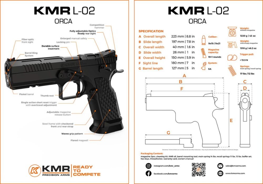 kmr-l-02-orca-or-specifications KMR L-02 ORCA O.R. 5″ – 9 mm Luger